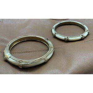 2-Costume jewerly Bracelets white with Gold -Tone